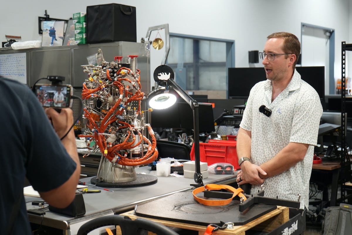 Ursa Major Founder & CEO Joe Laurienti discusses our Hadley engine while Michael Abeyta from CBS News Colorado films.